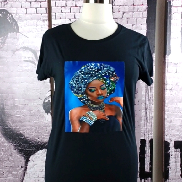 Reserved Tops - Reserved Nubian Queen Rhinestone Accent  Tee
